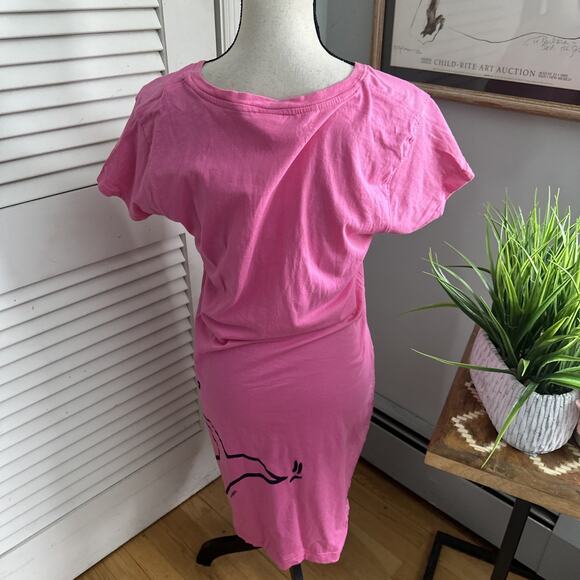 Marushka Dress Womens XL PInk Hand Printed Whale Artsy Preppy Coastal Beach - Picture 5 of 11